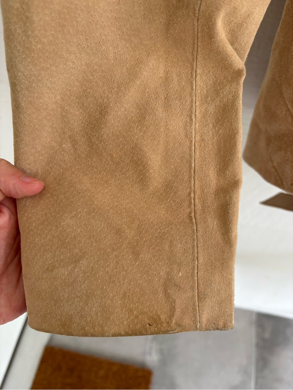 Vintage Wilsons Tan Suede Leather Belted Jacket Size M Western Boho Equestrian - Picture 7 of 10